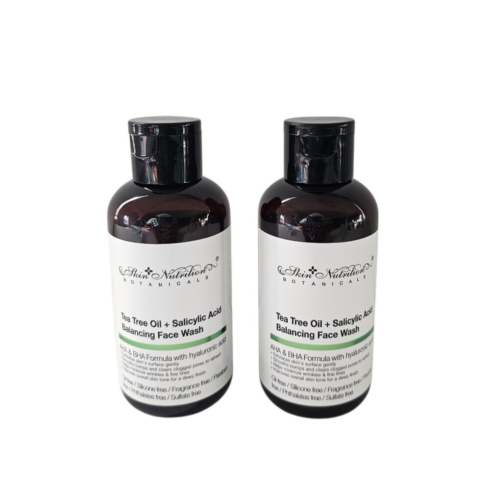 Skin Nutrition Botanicals Tea Tree Oil Salicylic Acid  Face Wash 4.OZ Set Of 2